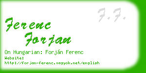 ferenc forjan business card